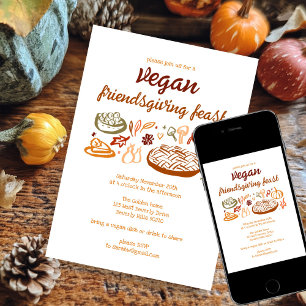 Whimsical VEGAN Thanksgiving Friendsgiving CUSTOM Invitation