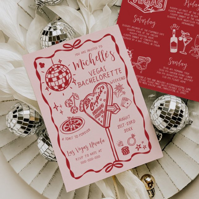 Whimsical Vegas Bachelorette Weekend Itinerary Invitation (Creator Uploaded)