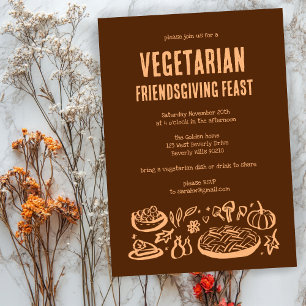 Whimsical VEGETARIAN Thanksgiving Friendsgiving Invitation