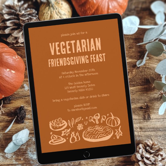 Whimsical VEGETARIAN Thanksgiving Friendsgiving Invitation (Whimsical VEGETARIAN Thanksgiving Friendsgiving Invitation Digital Download
)