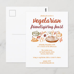 Whimsical VEGETARIAN Thanksgiving Friendsgiving Postcard