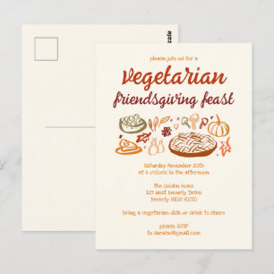 Whimsical VEGETARIAN Thanksgiving Friendsgiving Postcard