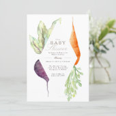 Whimsical Veggie Patch Baby Shower | Beet & Carrot Invitation (Standing Front)