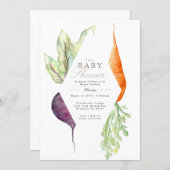Whimsical Veggie Patch Baby Shower | Beet & Carrot Invitation (Front/Back)