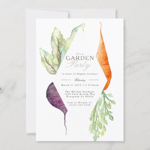 Whimsical Veggie Patch Garden Part  Beet  Carrot Invitation