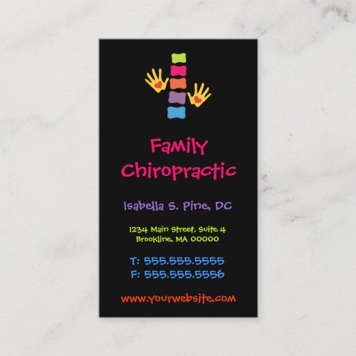 Whimsical Vertical Chiropractic Business Cards