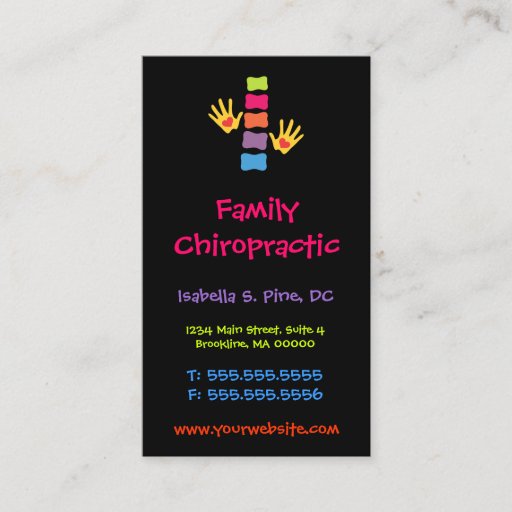 Customizable Whimsical Vertical Chiropractic Business Cards