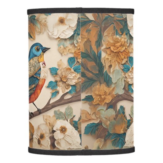 Whimsical Victorian Bird Lamp Shade (Back)