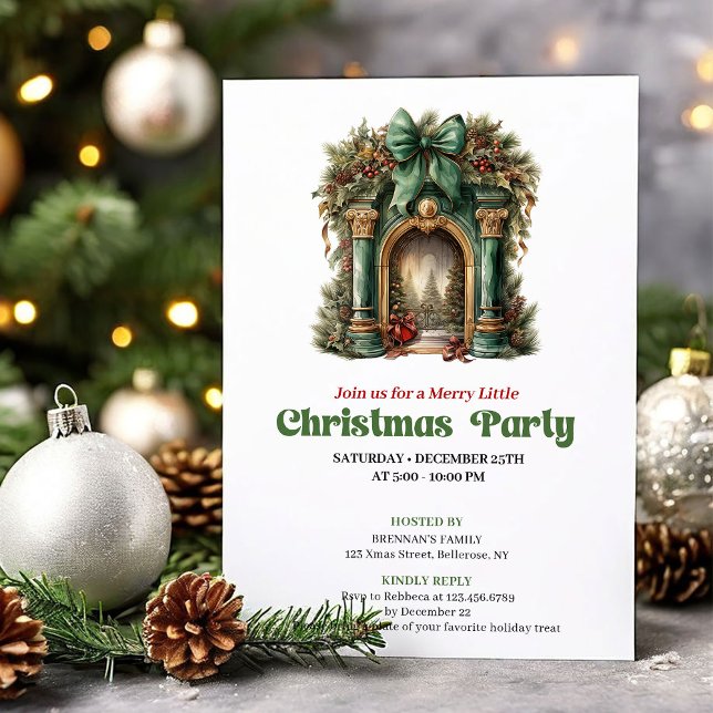 Whimsical Victorian Christmas fireplace party  Invitation (Whimsical Victorian Christmas fireplace party Invitation)