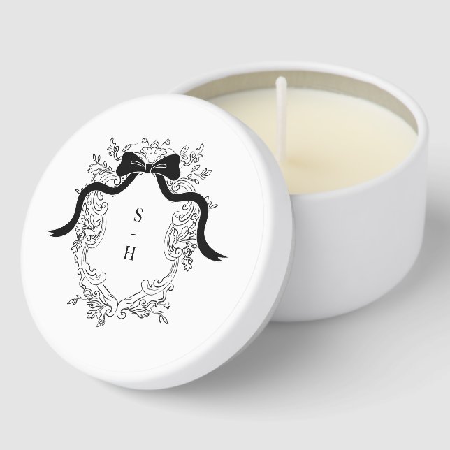 Whimsical Victorian Crest French Monogram Wedding Mini Candle Favors (Corner)
