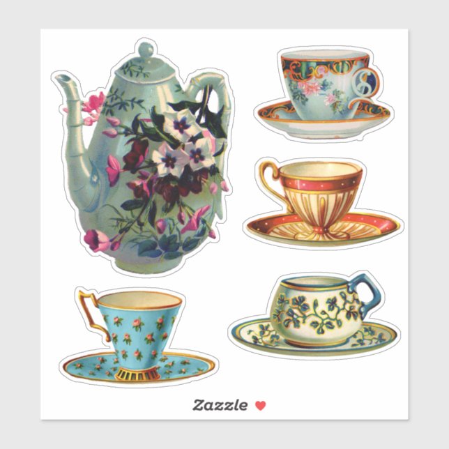 Whimsical Victorian Tea Set Sticker (Sheet)