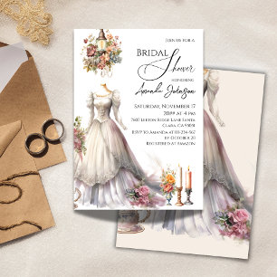 Whimsical Victorian Wedding Dress Bridal Shower Invitation