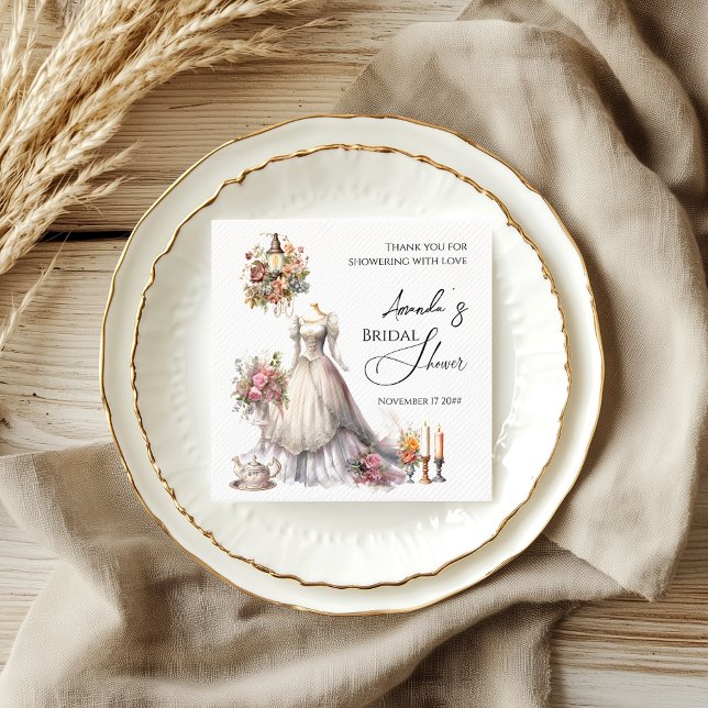 Whimsical Victorian Wedding Dress Bridal Shower Napkins (Creator Uploaded)