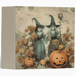 Whimsical Victorian Witches Pumpkin Roses 3 Ring Binder