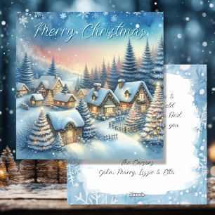 Whimsical Village Personalized Christmas Holiday Card