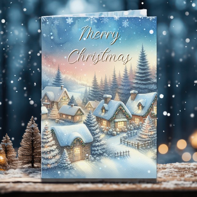 Whimsical Village Personalized Christmas Holiday Card (Creator Uploaded)