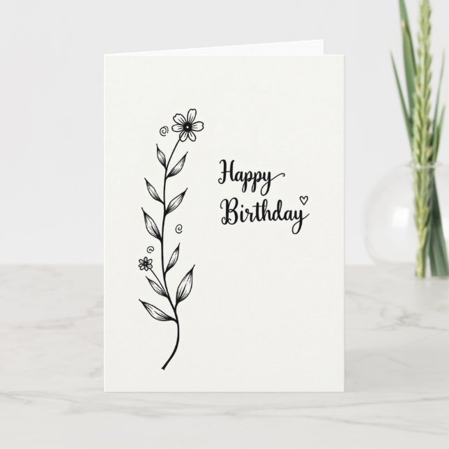 Whimsical Vine Birthday Card (Front)