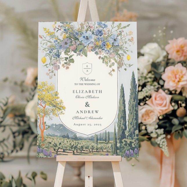 Whimsical Vineyard Welcome with Wildflowers Foam Board (Creator Uploaded)