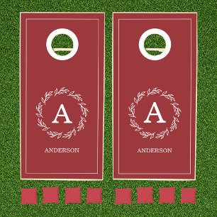 Whimsical Vino Before Vows Burgundy Bridal Shower Cornhole Set