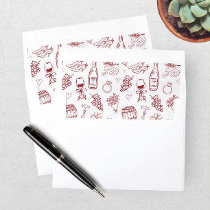 Whimsical Vino Before Vows Burgundy Bridal Shower Envelope Liner