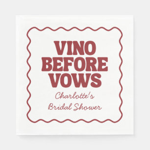 Whimsical Vino Before Vows Burgundy Bridal Shower Napkins