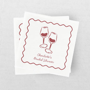 Whimsical Vino Before Vows Burgundy Bridal Shower Napkins