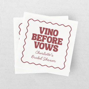Whimsical Vino Before Vows Burgundy Bridal Shower Napkins