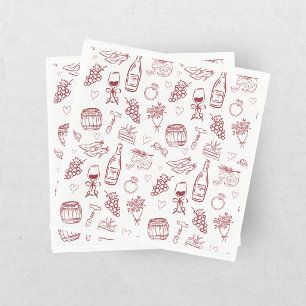 Whimsical Vino Before Vows Burgundy Bridal Shower Napkins