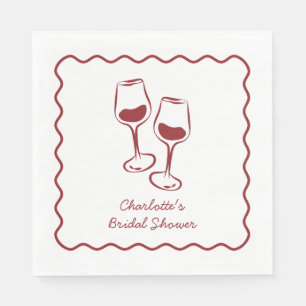 Whimsical Vino Before Vows Burgundy Bridal Shower Napkins