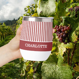 Whimsical Vino Before Vows Burgundy Bridal Shower Thermal Wine Tumbler