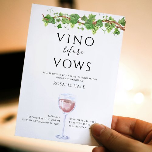 Whimsical Vino Before Vows Wine Bridal Shower Invitation