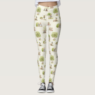 Whimsical Vintage Animals Picnic Leggings