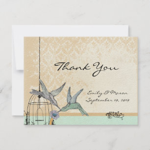 Whimsical Vintage Bird Cage Wedding Reception Card
