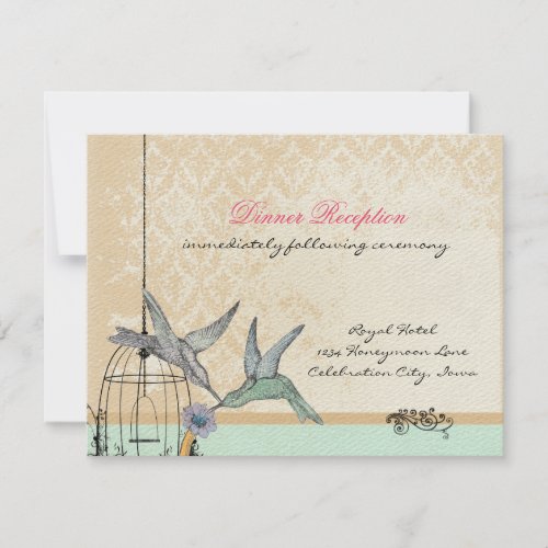 Whimsical Vintage Bird Cage Wedding Reception Card