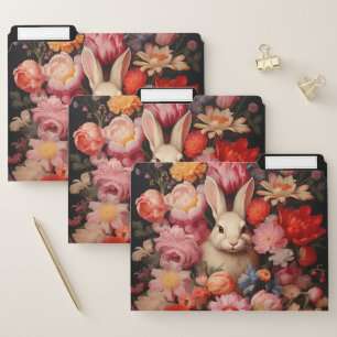 Whimsical Vintage Bunny Spring Blooms File Folder