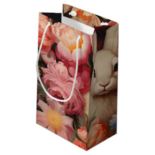 Whimsical Vintage Bunny Spring Blooms Small Gift Bag