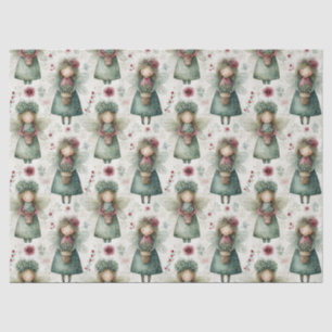 Whimsical Vintage Christmas Angel & Floral  Tissue Paper