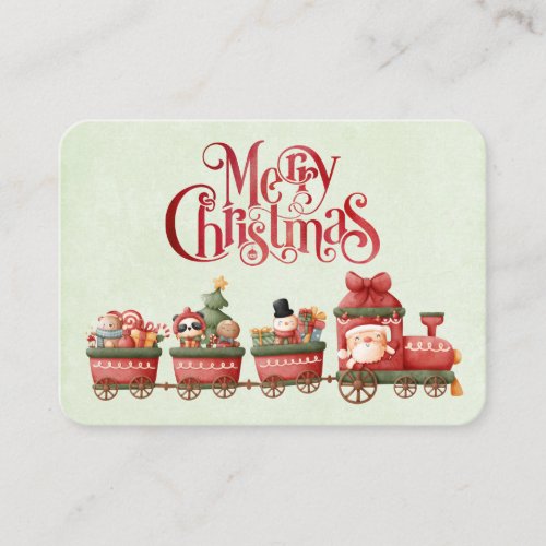 Whimsical Vintage Christmas Train with Toys Business Card