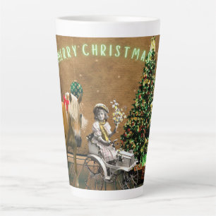 Whimsical Vintage Christmas Wishes Latte Mug