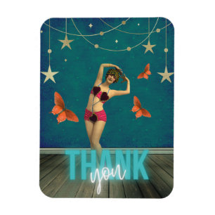 Whimsical Vintage Dancer Altered Art Thank You   Magnet