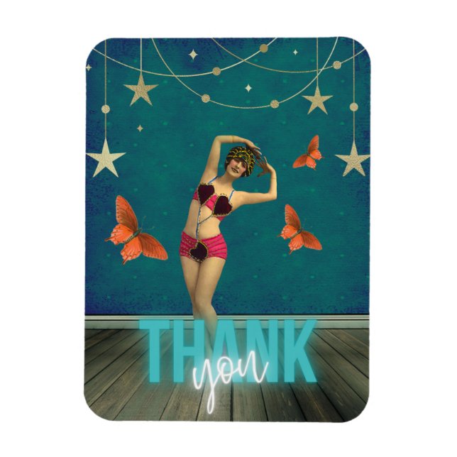 Whimsical Vintage Dancer Altered Art Thank You   Magnet (Vertical)