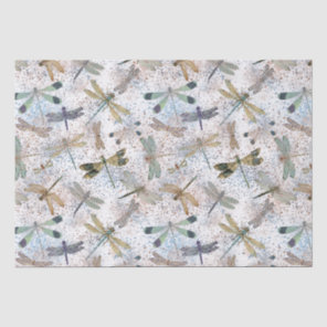 Whimsical Vintage Dragonflies Faux Glitter Pattern Tissue Paper