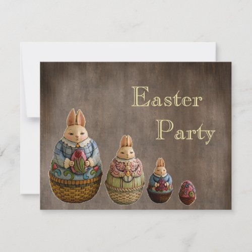 Whimsical Vintage Easter Bunnies Easter Party Invitation