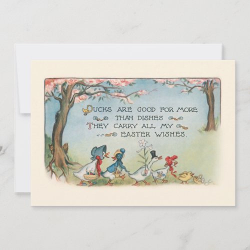 Whimsical Vintage Easter Duck Family Holiday Card