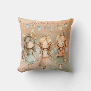 Whimsical Vintage Fairies Girl Birthday Party Gift Throw Pillow