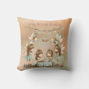 Whimsical Vintage Fairies Girl Birthday Party Gift Throw Pillow
