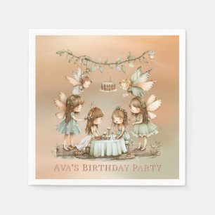 Whimsical Vintage Fairies Girl Birthday Party Napkins