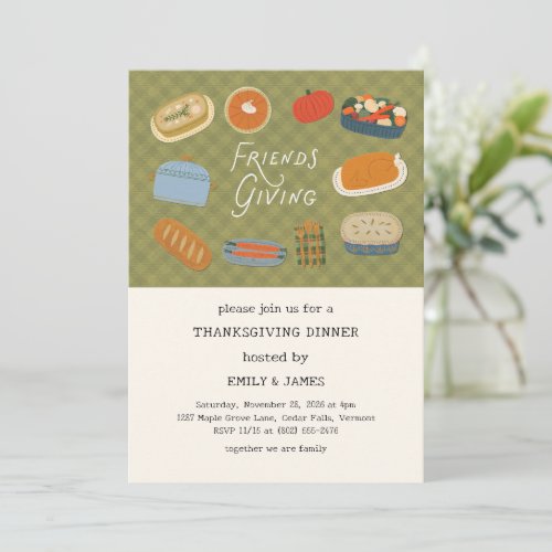 Whimsical Vintage Friendsgiving Dinner Invitation