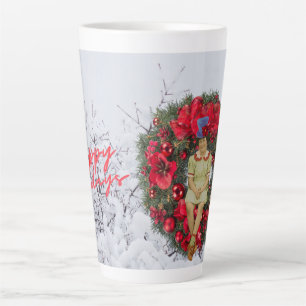 Whimsical Vintage Girl Christmas Holiday  Latte Mug