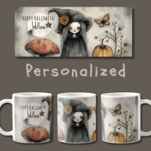Whimsical Vintage Halloween Witch, Personalized